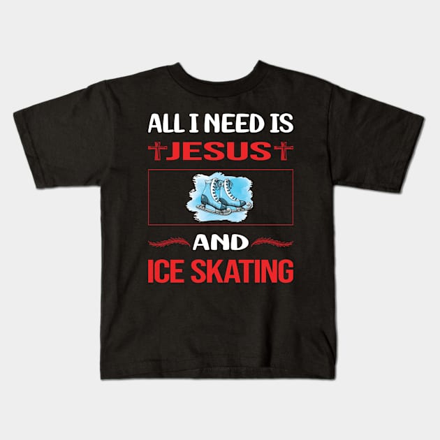 Funny Jesus Ice Skating Skate Skater Kids T-Shirt by Happy Life